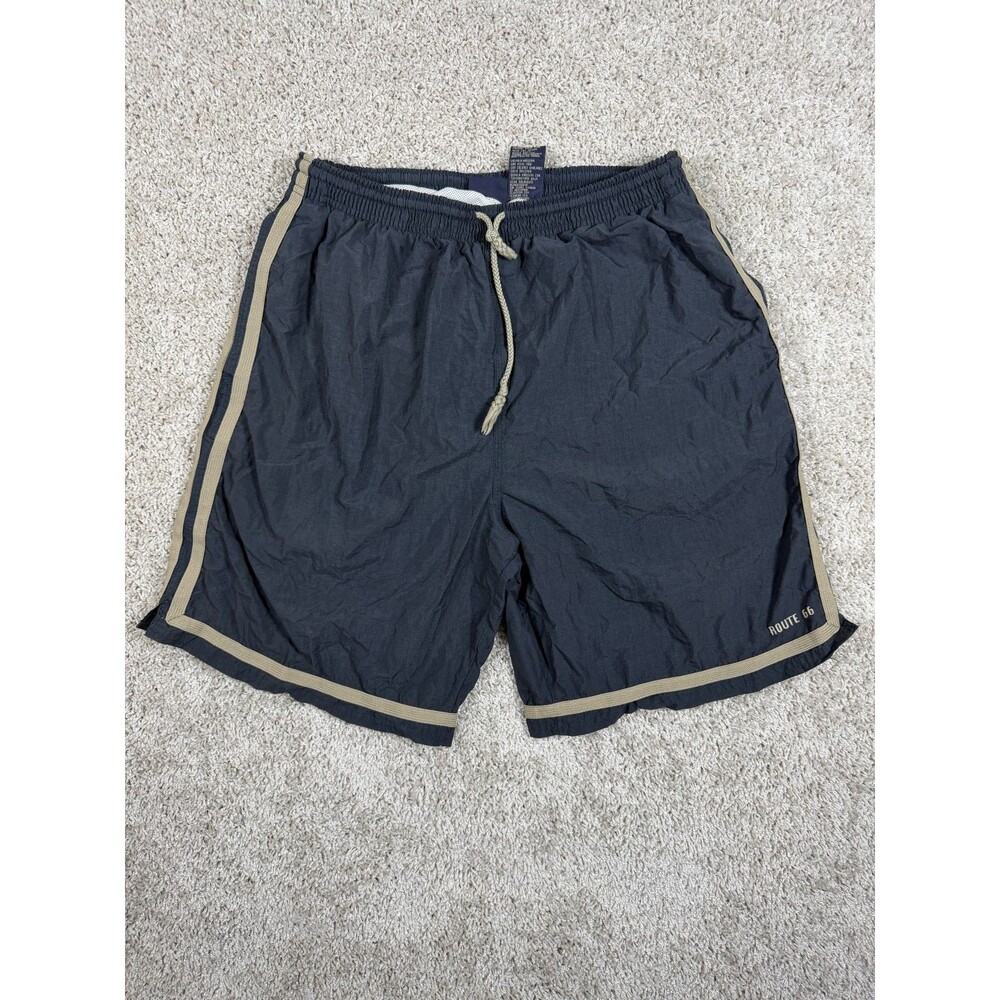 Route 66 Men's Black Nylon Swim Trunks Shorts Mesh Lined Medium Beach Surf M